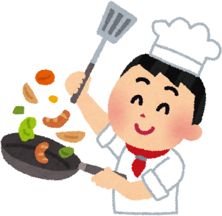 Illustration of a Happy Chef Cooking with a Frying Pan